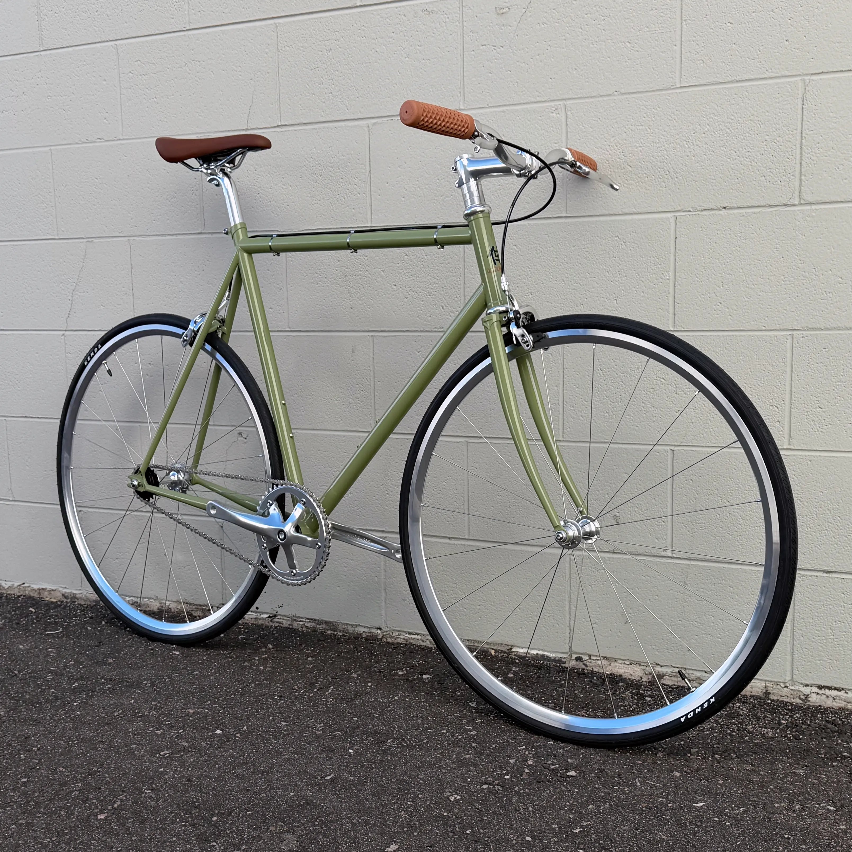Wabi Classic, Willow Green, Silver Components, Sub-15s, Brown/Honey Saddle/Grips