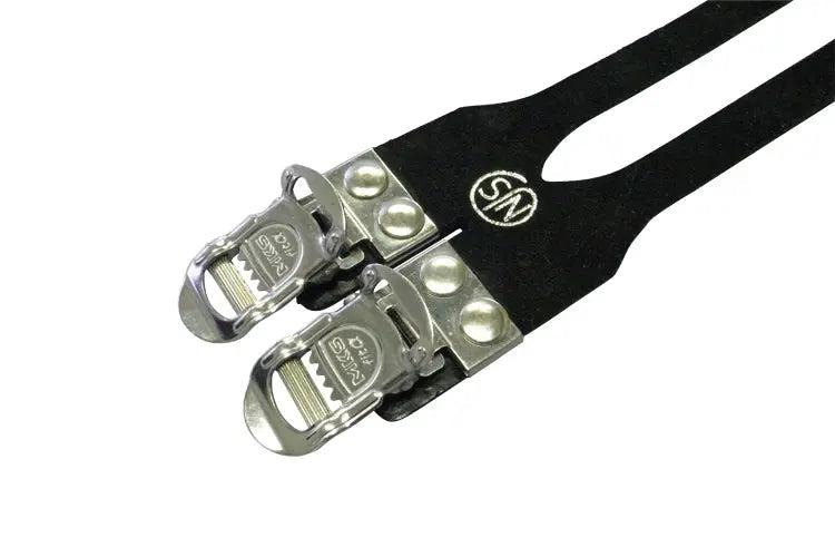 MKS Fit-α Sports Leather Laminated Double Toe Straps Wabi Cycles