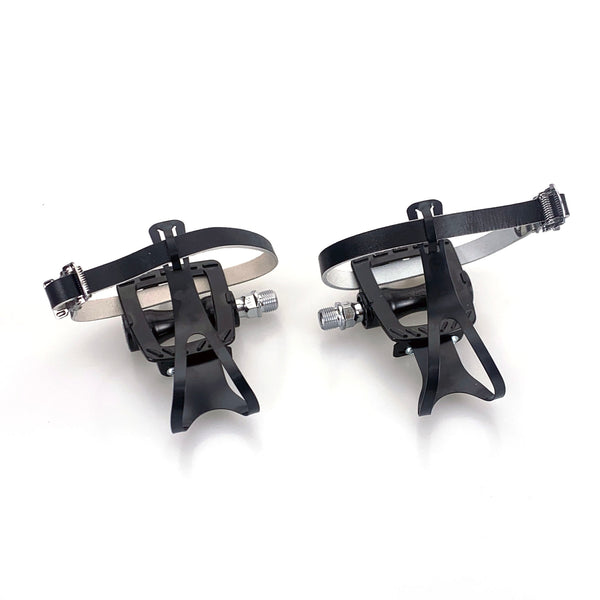 MKS GR-9 Pedal / Wabi Toe Clip / Wabi Single Strap Combo, Black Pedal + Black Clip / Black / Large