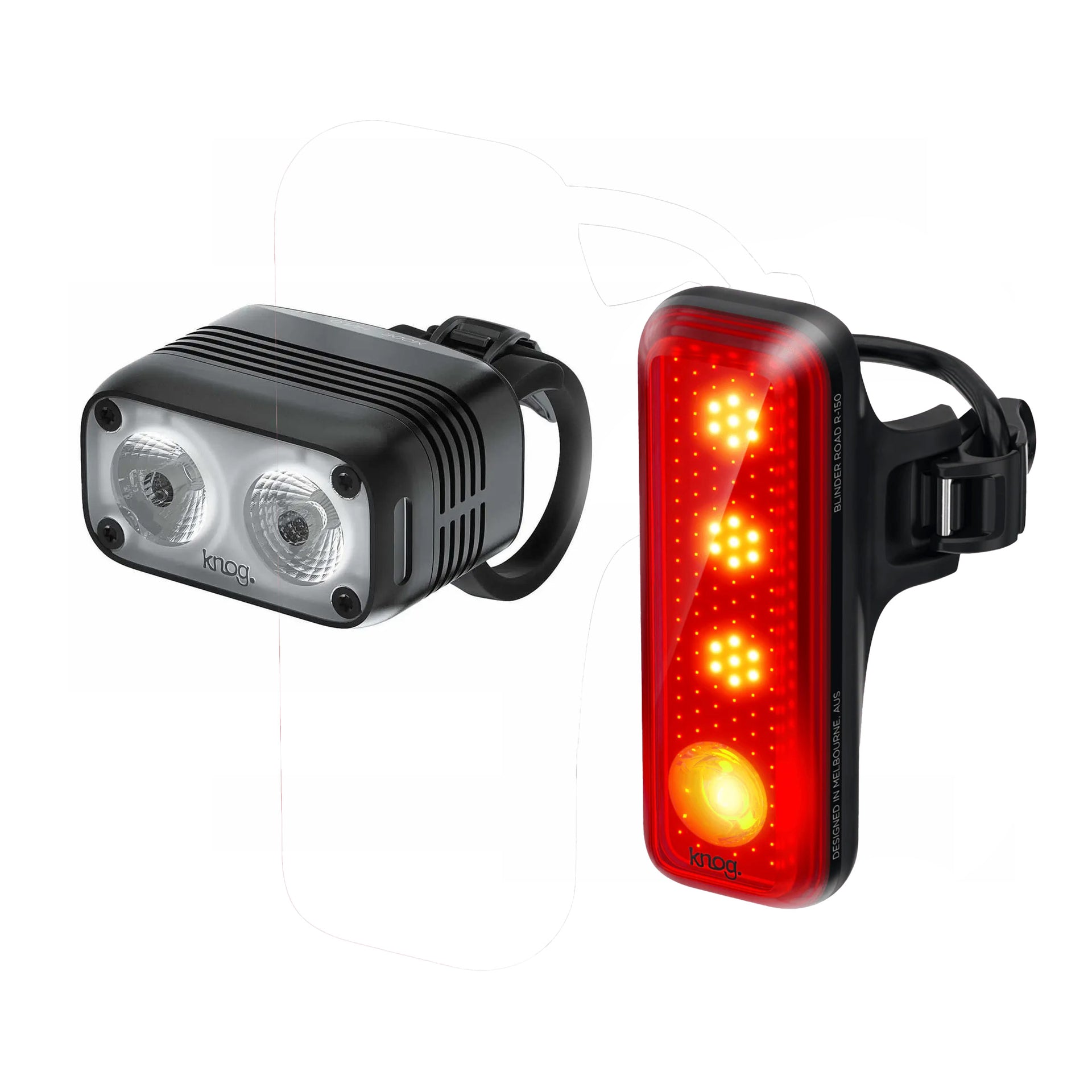 knog fahrradtasche Knog Blinder Road 600 & R70 Strip Drive Headlight / Taillight Set -